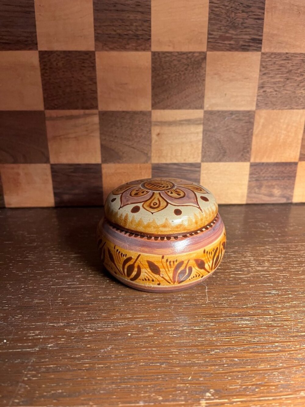 Mexican Hand Painted Ceramic Trinket Box A1211